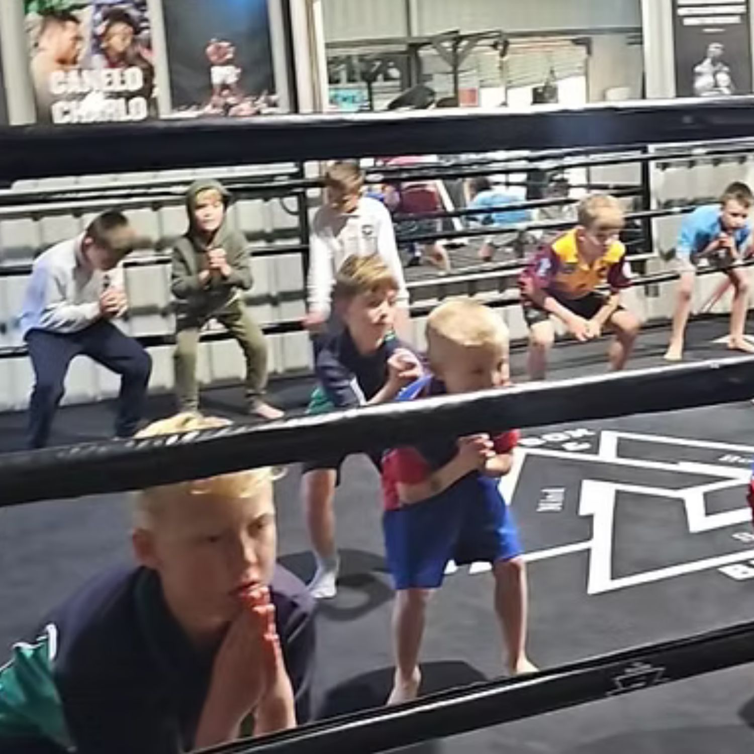 Kids learning boxing fundamentals